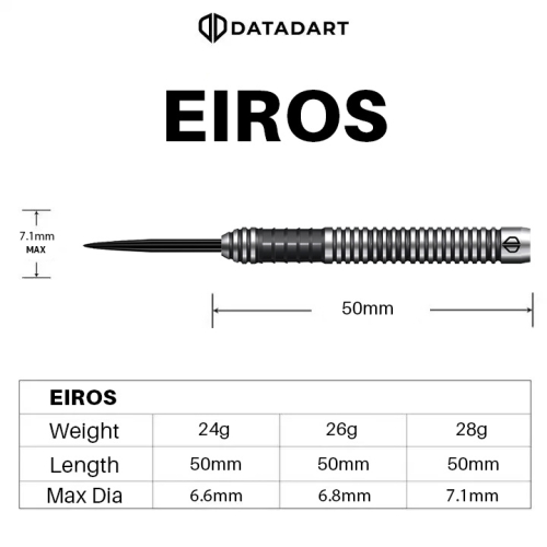 DATADART EIROS Steeldart-Set 24, 26 oder 28 Gramm